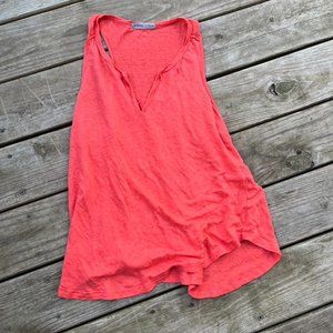 Athleta Easy Newport Coral Orange Linen Tank XL
